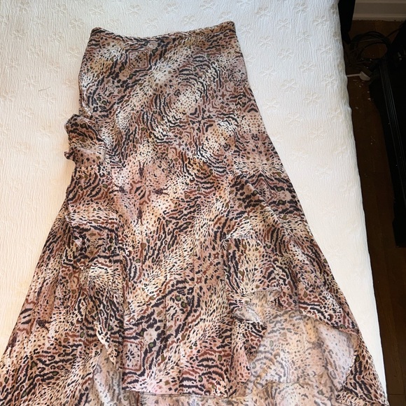 All Saints Skirts All Saints Maxi Skirt Brown Animal Print Ruffles all-saints-skirts-all-saints-maxi-skirt-brown-animal-print-ruffles